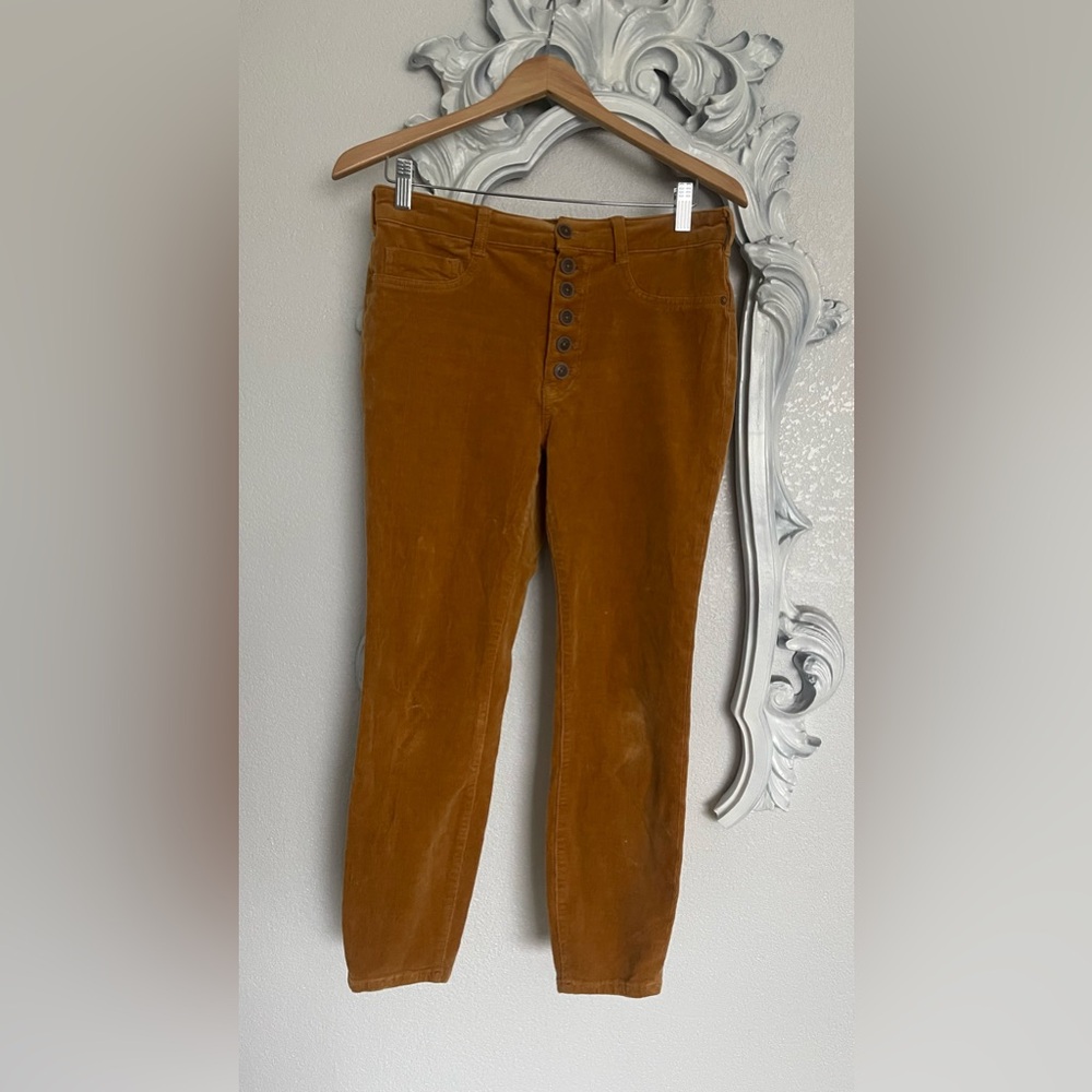 Pilcro Button-Fly Corduroy Pants in Mustard